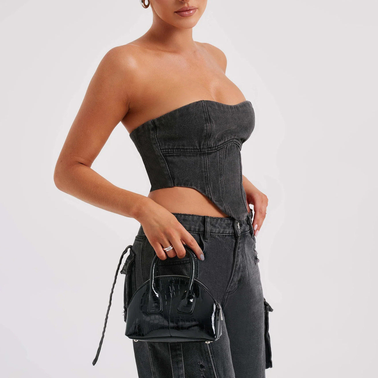Modern Cut Denim Corset and Cargo Pants Set