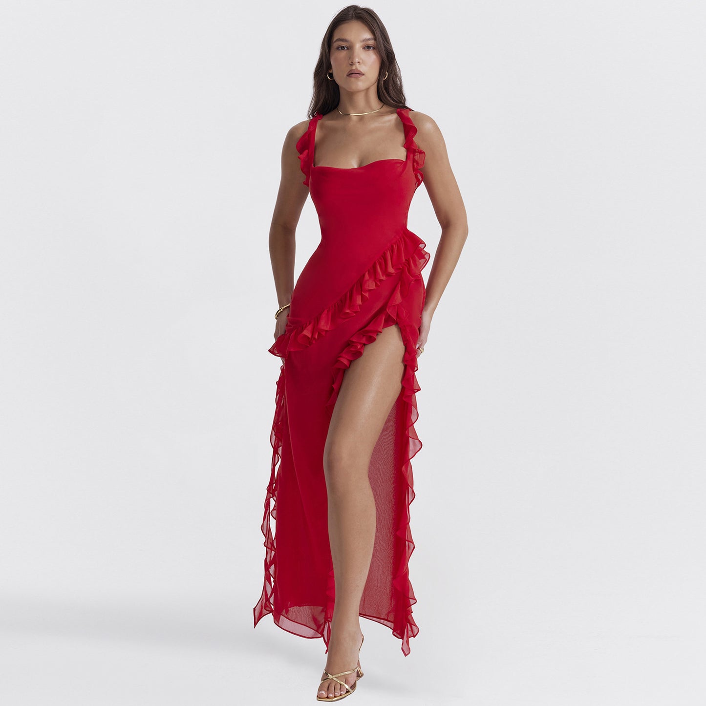Elegance and Sparkle in a Red Evening Dress