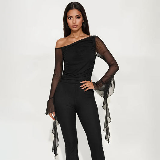 One-Shoulder Black Jumpsuit – Timeless Elegance