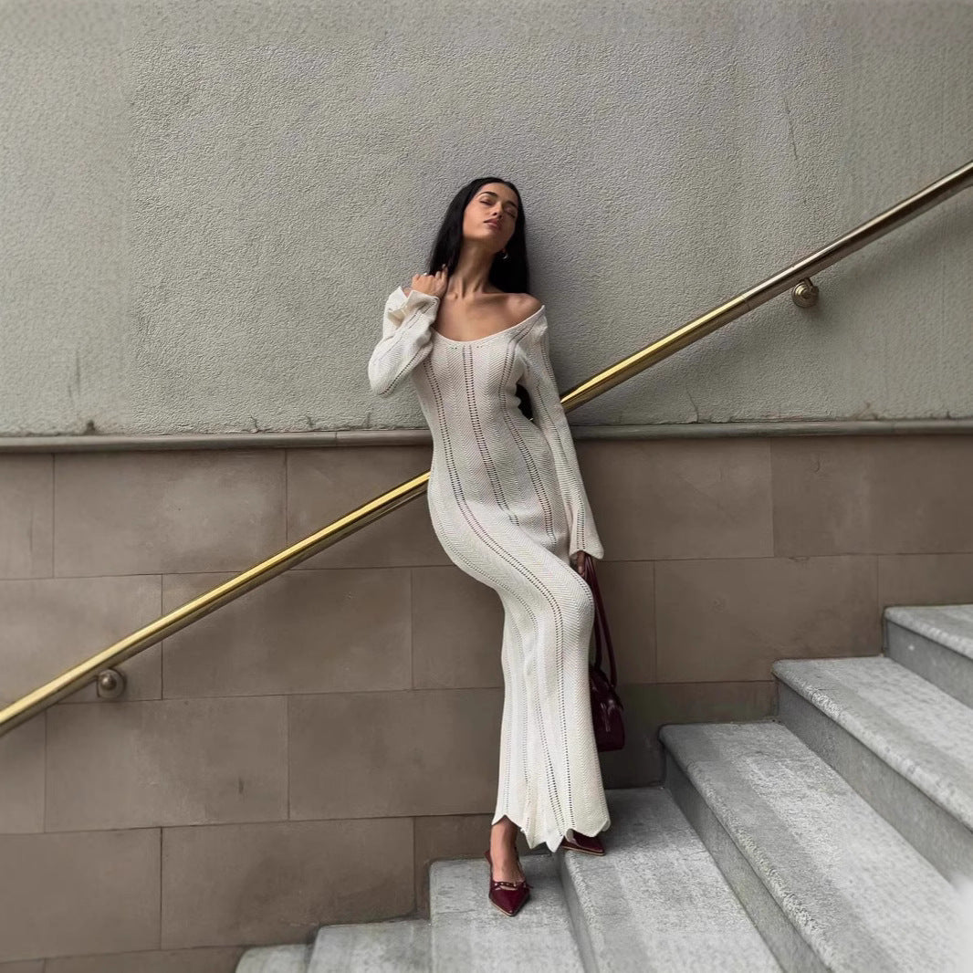 Off-Shoulder Slim Fit Dress – Grace in Every Step