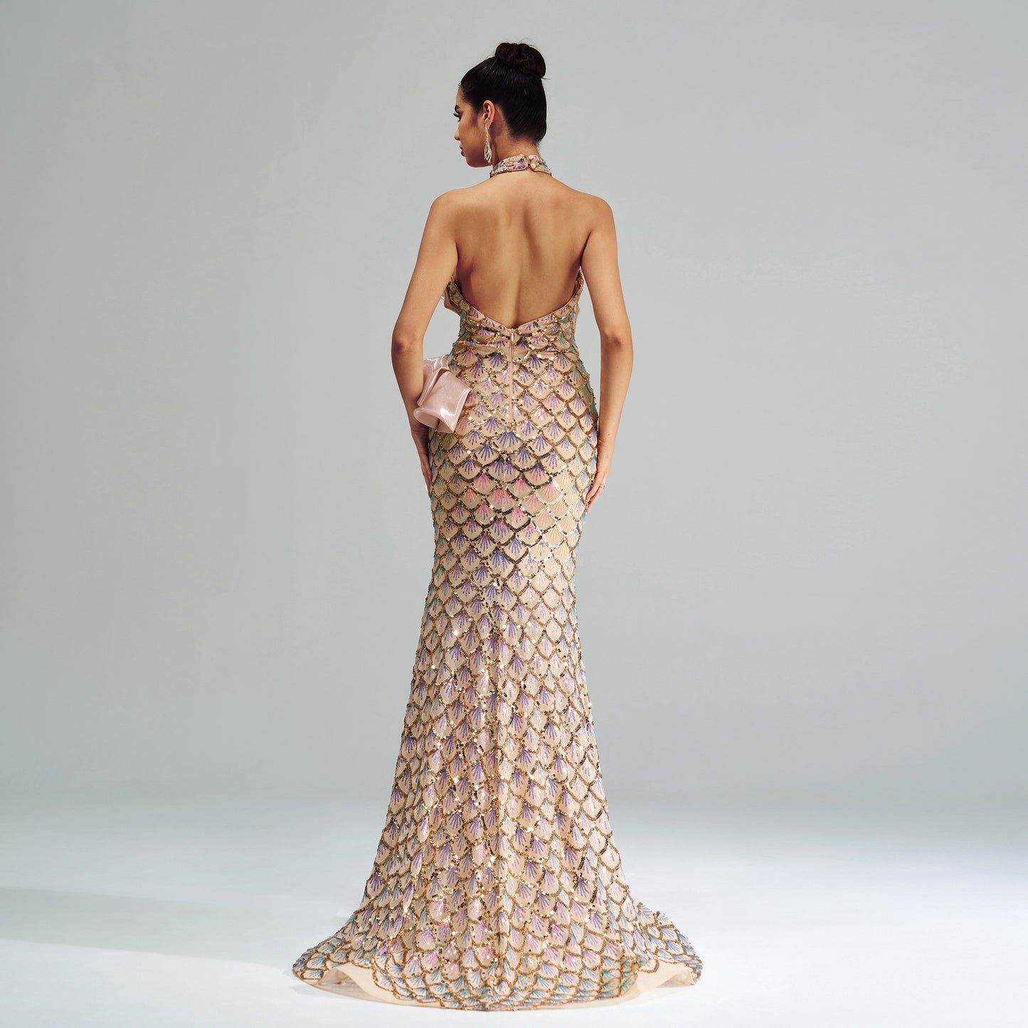 Couture Impact with Draped Floral Detail