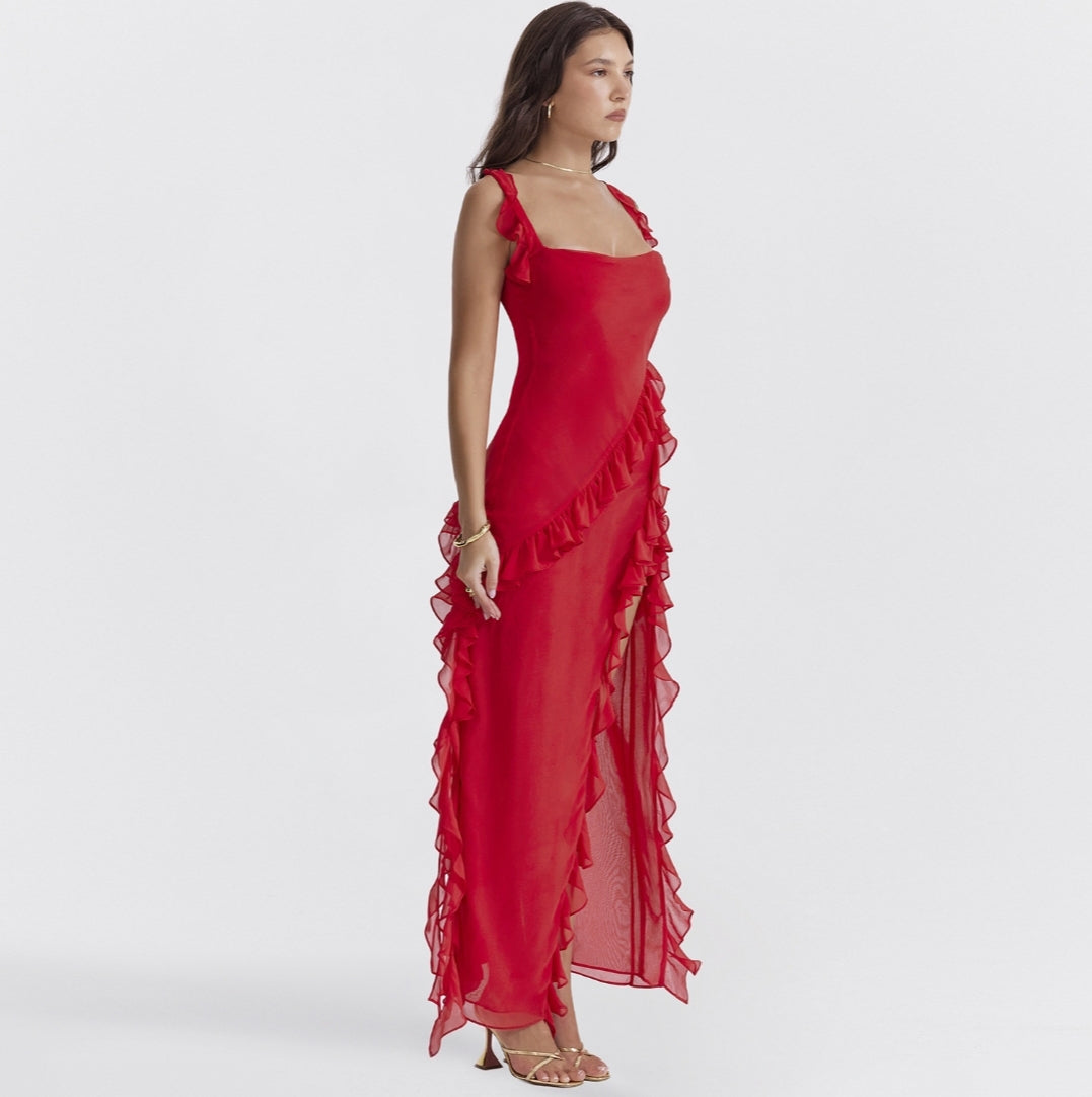 Elegance and Sparkle in a Red Evening Dress