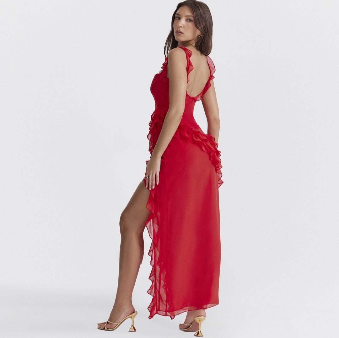 Elegance and Sparkle in a Red Evening Dress